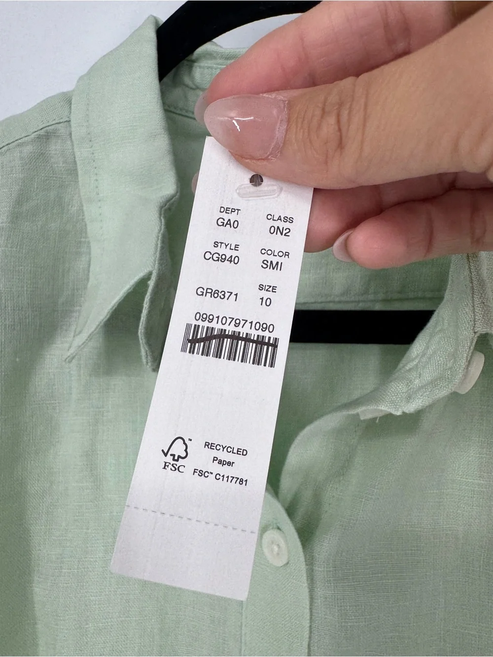 NWT J. Crew Garçon Classic Button Shirt Baird McNutt Irish Linen Sheer Mint 10